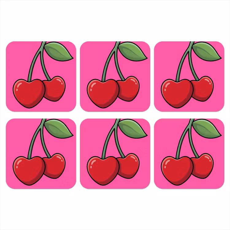 Kers - Roze - Fruit onderzetter kurk middel -3d