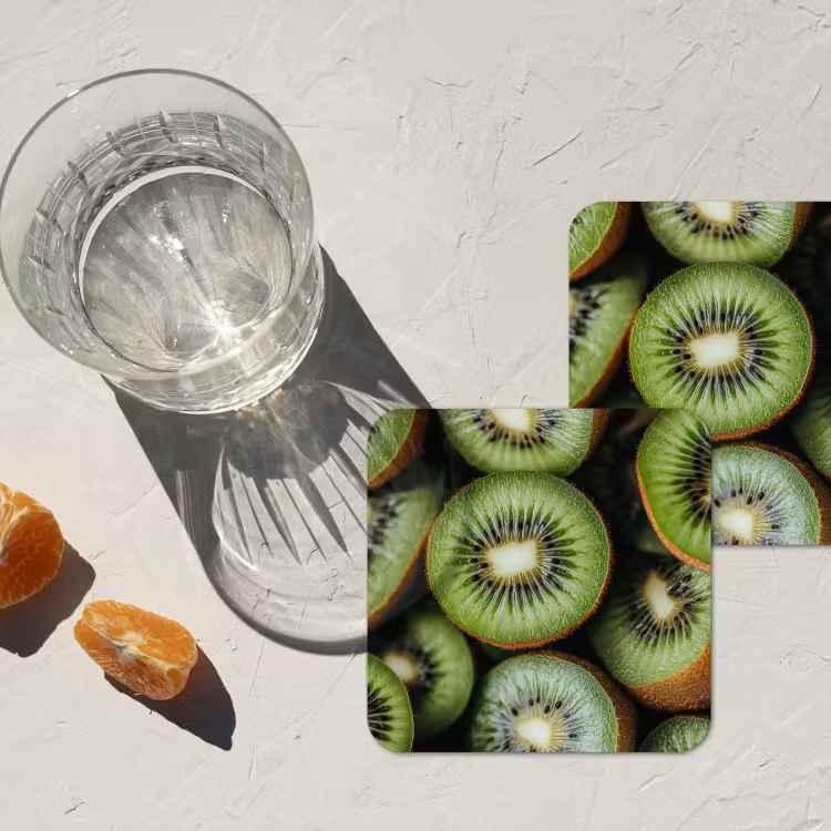 Kiwi - Fruit - Groen onderzetter kurk middel -sfeer4
