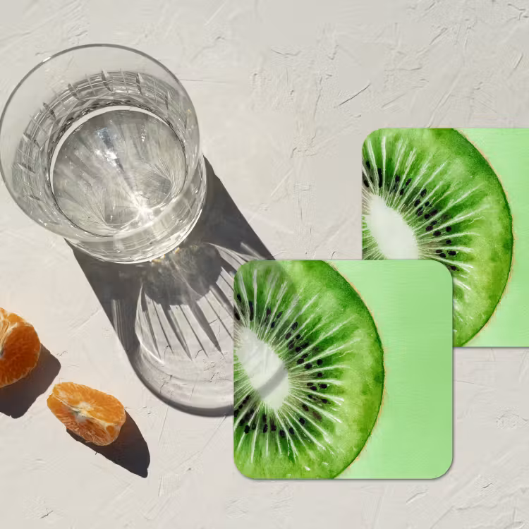Kiwi - Groen - Fris onderzetter kurk middel -sfeer4