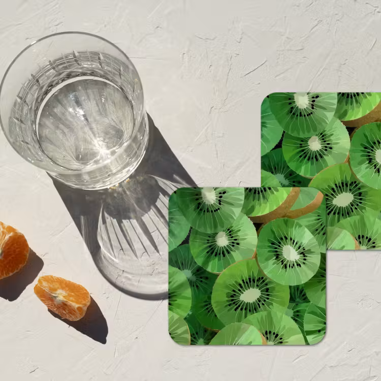 Kiwi - Groen - Pitten onderzetter kurk middel -sfeer4