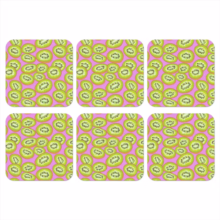Kiwi - Speels - Groen onderzetter kurk middel 366 -3d