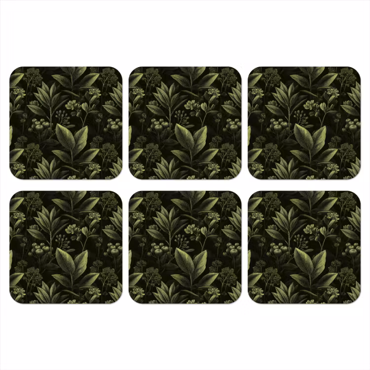 Klassiek - Donker - Botanisch - Planten onderzetter kurk middel 366 -3d