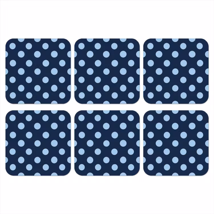 Klassiek - Dots - Blauw onderzetter kurk middel 366 -3d