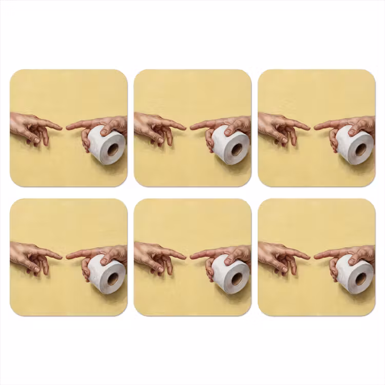 Klassiek - Kunst - Humor onderzetter kurk middel -3d
