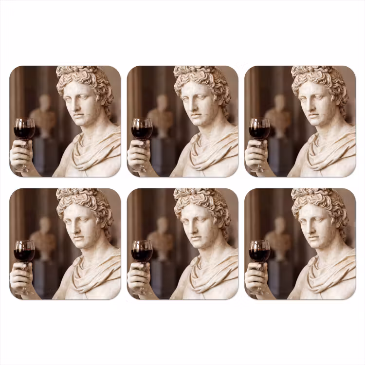 Klassiek - Marmer - Wijn onderzetter kurk middel -3d