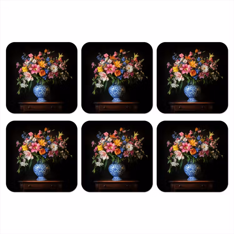 Kleur - Vaas - Bloemen - Boeket onderzetter kurk middel -3d