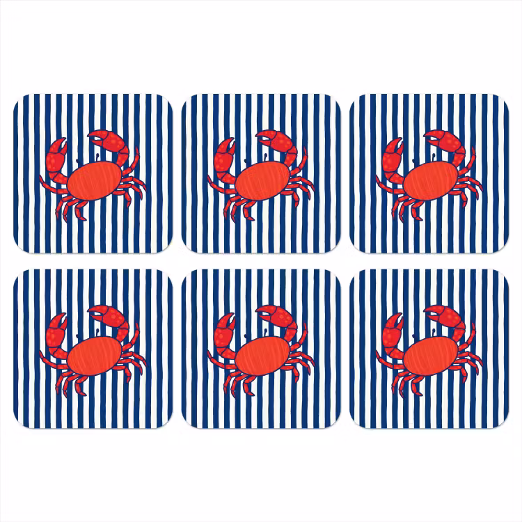 Krab - Strepen - Zeeleven - Illustratie - Rood onderzetter kurk middel -3d