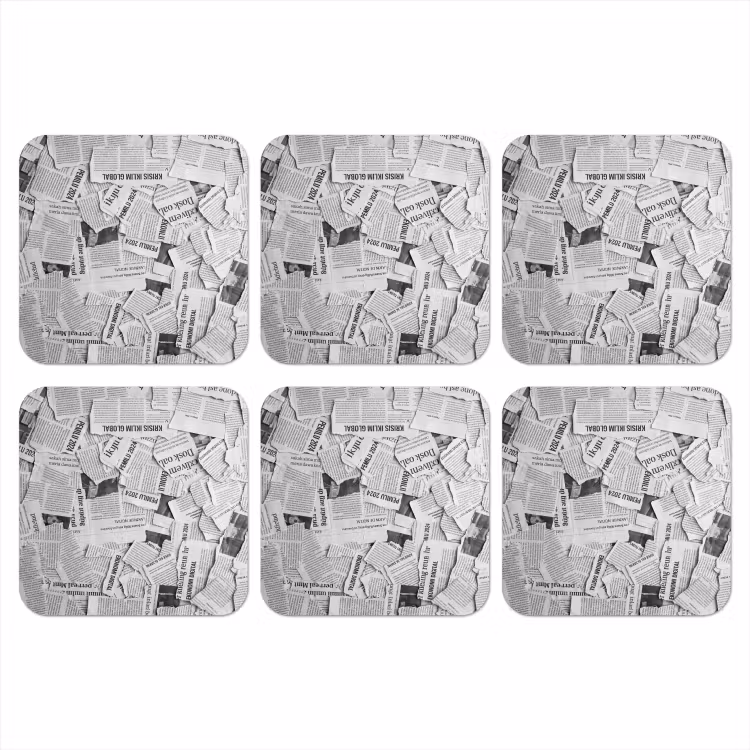 Krant - Versnipperd - Textuur - Zwart-wit - Abstract onderzetter kurk middel -3d