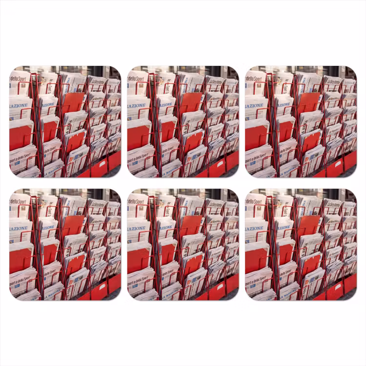 Kranten - Rek - Stedelijk - Dagelijks leven - Rood onderzetter kurk middel -3d
