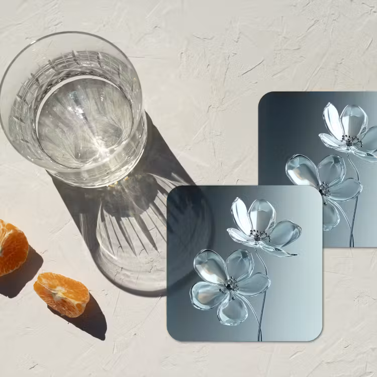 Kristal - Bloemen - Grijs onderzetter kurk middel -sfeer4