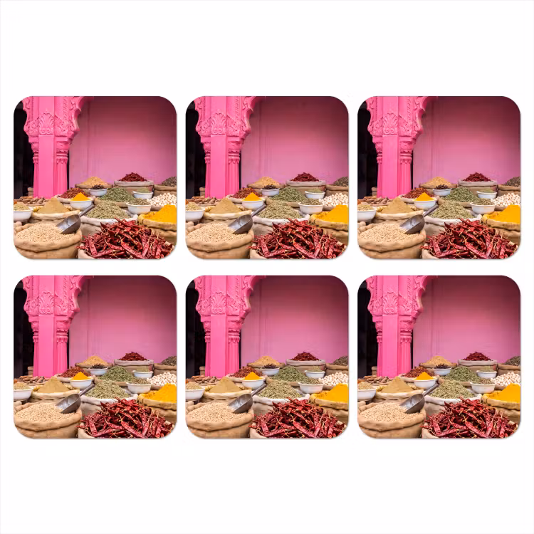 Onderzetter - Kruiden - Markt - Roze - Kruiden - Markt - Roze onderzetter kurk middel
