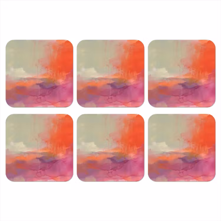 Kunst - Vloeiend - Overgangen - Oranje onderzetter kurk middel -3d