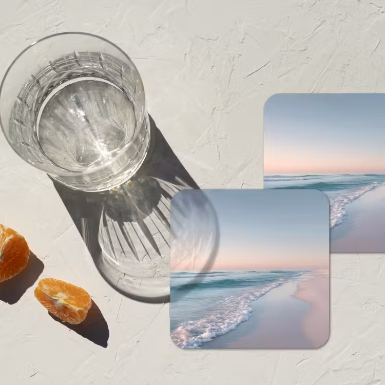 Kustlijn - Pastel - water onderzetter kurk middel -sfeer4