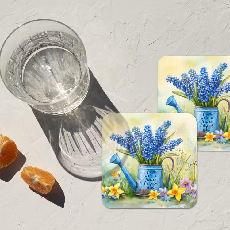 Lavendelbloemen - Quote - Gieter onderzetter kurk middel -sfeer4