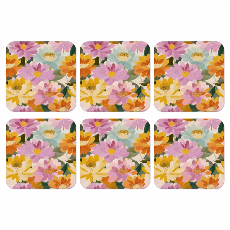 Lelies - Aquarel - Pastel onderzetter kurk middel 366 -3d