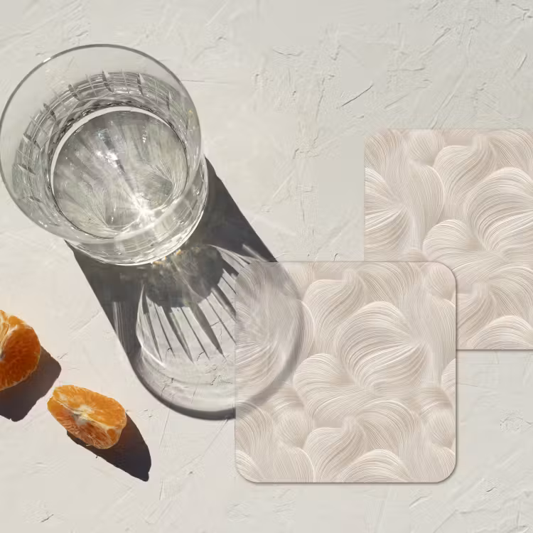 Lijnen - Waaier - Beige onderzetter kurk middel 366 -sfeer4