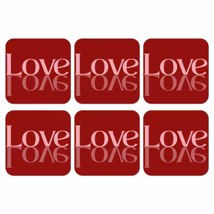 Love - Spiegeling - Rood onderzetter kurk middel -3d