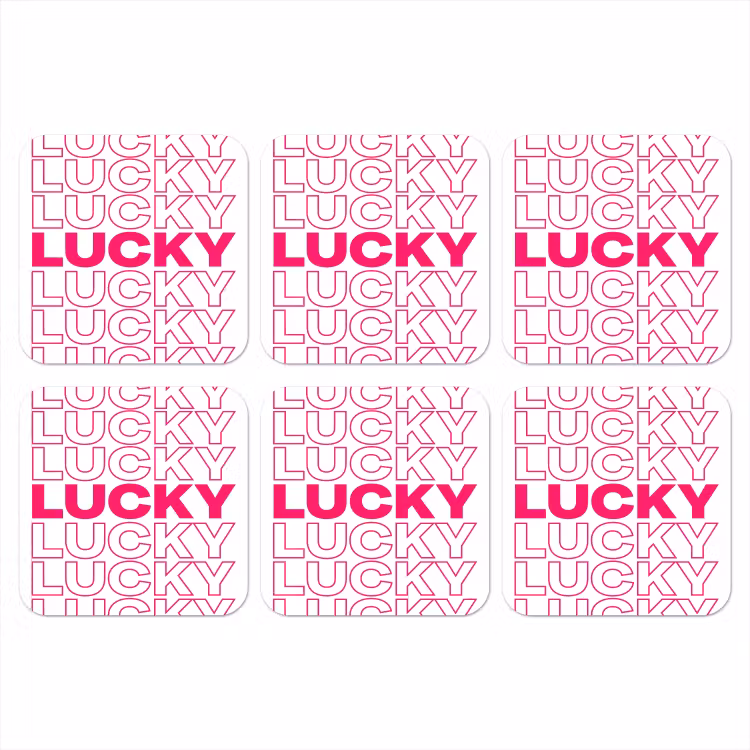 Lucky - Roze - Patroon onderzetter kurk middel -3d