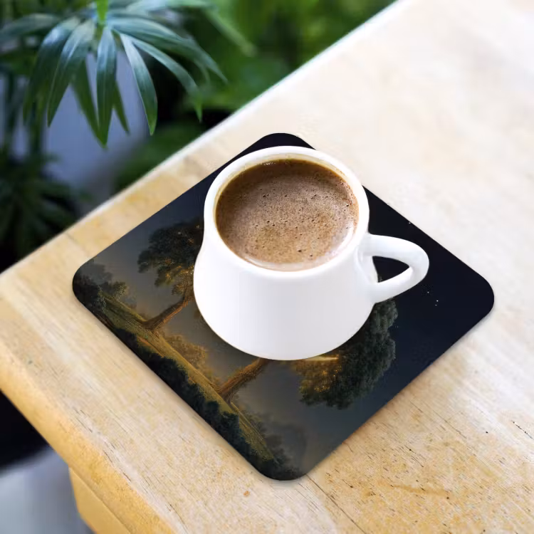 Maan - Bomen - Rust onderzetter kurk middel -sfeer5