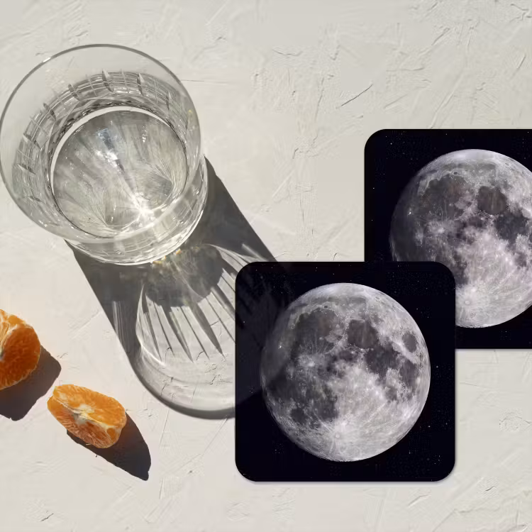 Onderzetter - Maan - Sterren - Ruimte - Maan - Sterren - Ruimte onderzetter kurk middel