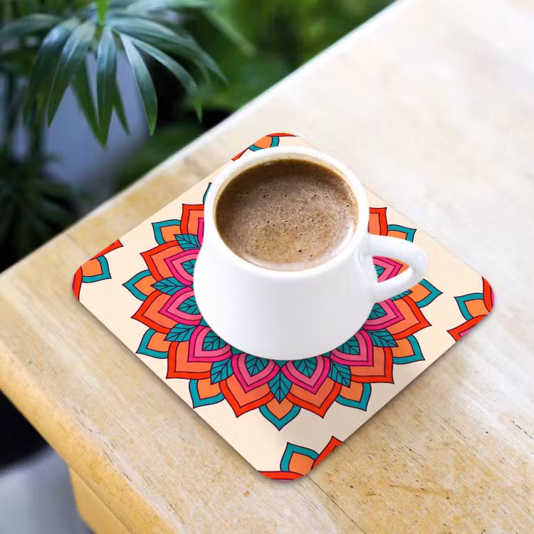 Mandala - Patroon - Abstract - Kleurrijk - Modern onderzetter kurk middel -sfeer5