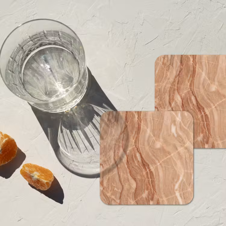 Marmer - Ader - Natuur - Abstract - Beige onderzetter kurk middel -sfeer4