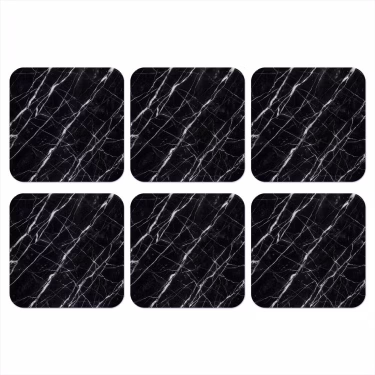 Marmer - Aders - Abstract - Zwart onderzetter kurk middel -3d