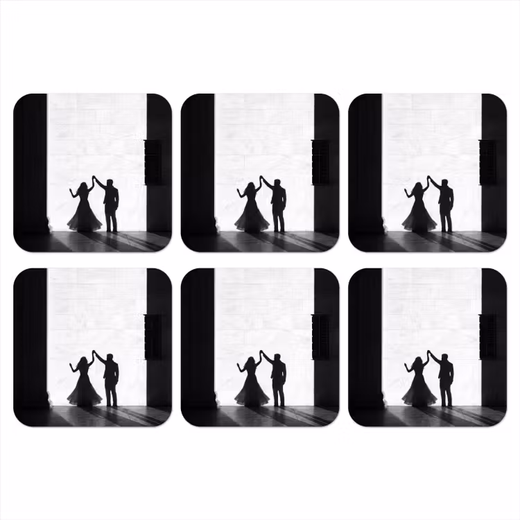 Mensen - Schaduw - Dans - Zwart-wit - Liefde onderzetter kurk middel -3d