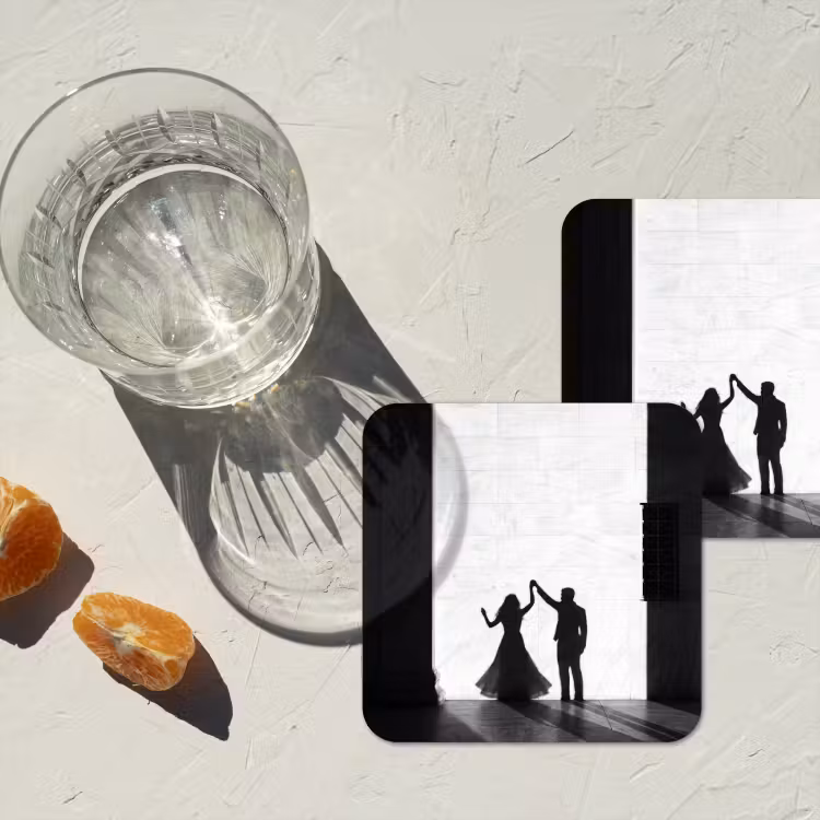 Mensen - Schaduw - Dans - Zwart-wit - Liefde onderzetter kurk middel -sfeer4