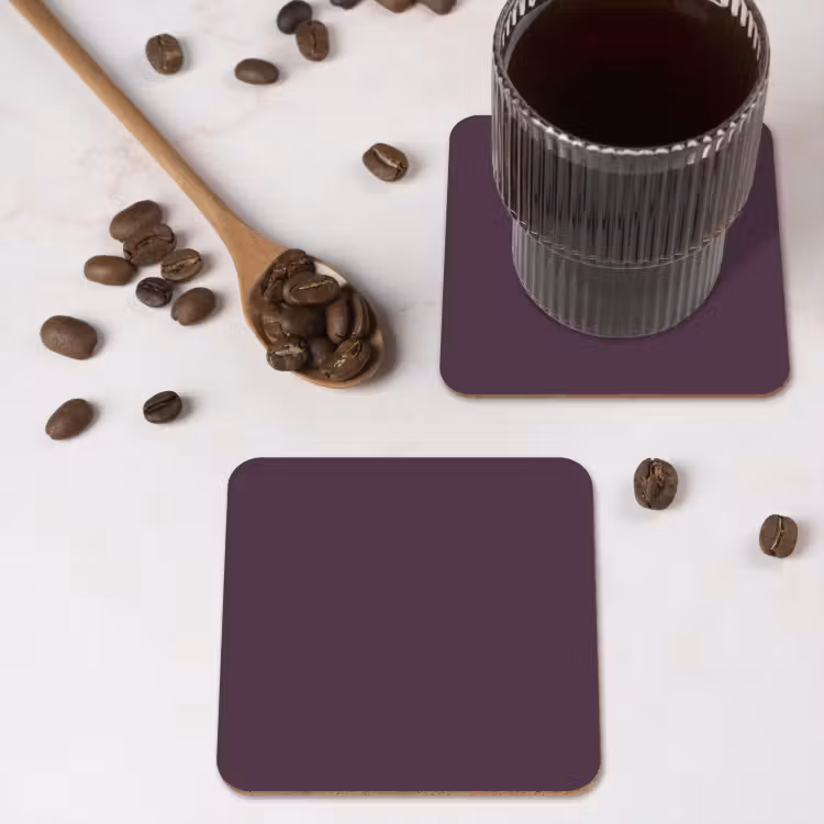 Midnight - Plum - Paars onderzetter kurk middel 366 -sfeer2