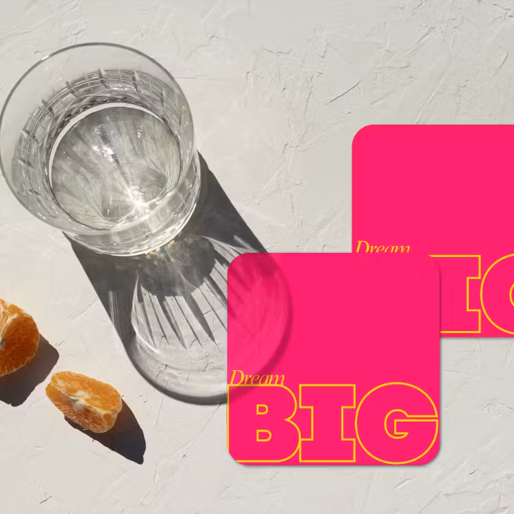 Minimalistisch - Roze - Dream big - Grafisch onderzetter kurk middel -sfeer4