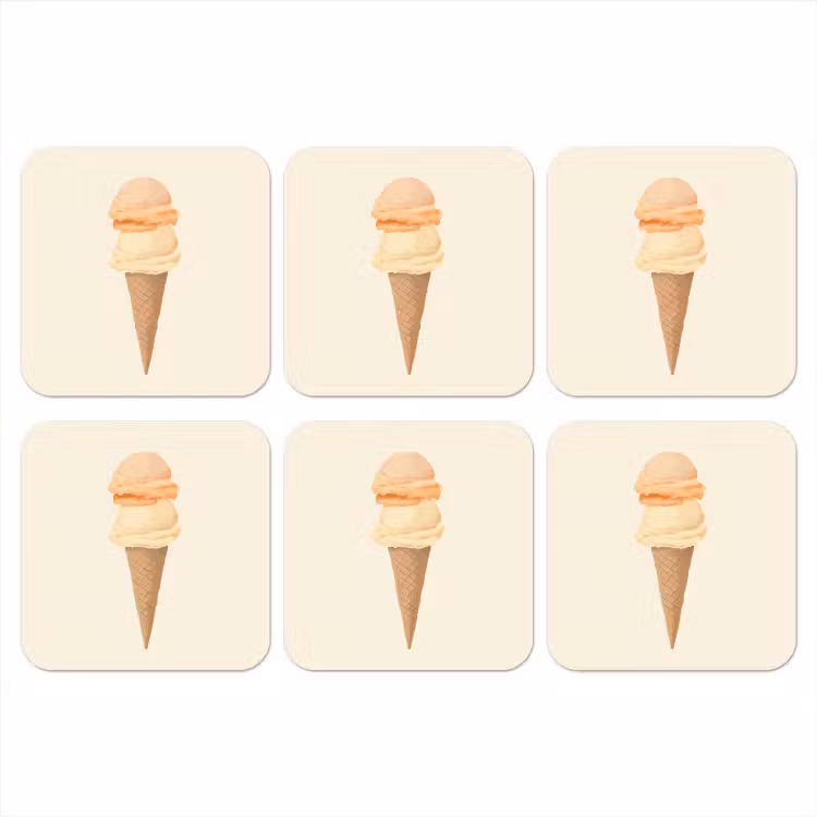 Minimalistisch - Schepijs - Hoorntje - Beige onderzetter kurk middel -3d