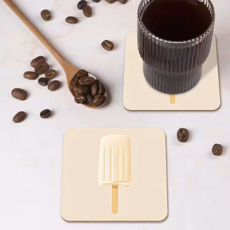 Minimalistisch - Waterijsje - Stokje - Beige onderzetter kurk middel -sfeer2