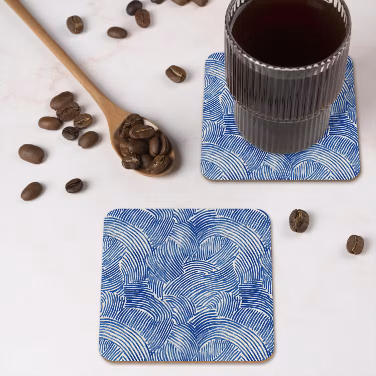 Modern - Abstract - Blauw onderzetter kurk middel 366 -sfeer2