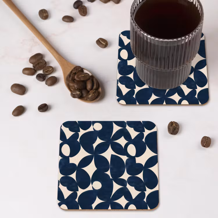 Modern - Geometrisch - Blauw onderzetter kurk middel 366 -sfeer2