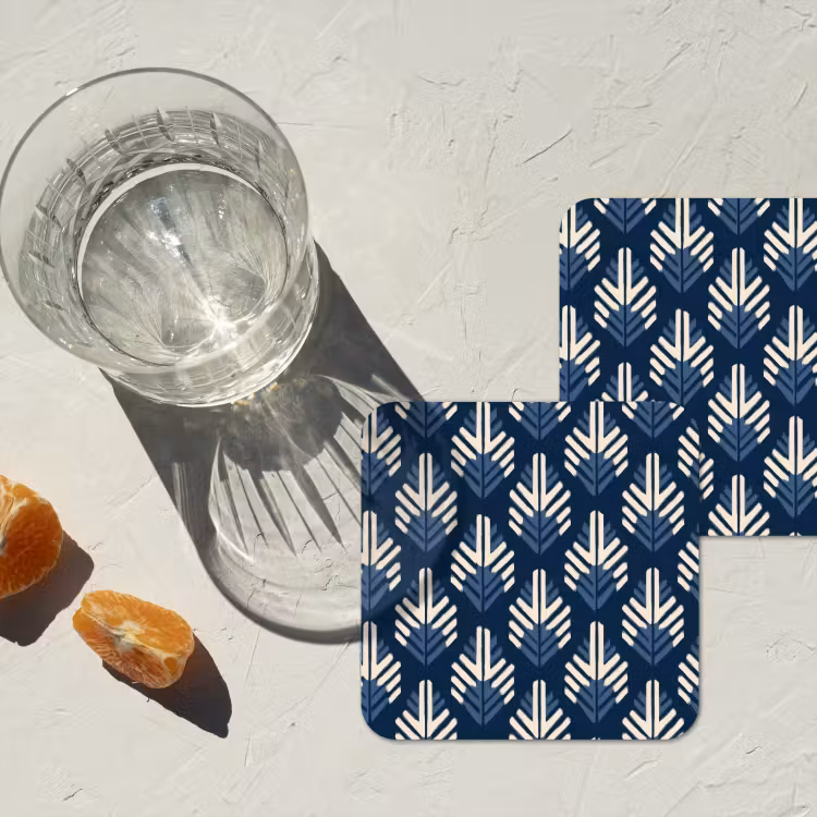 Modern - Patroon - Blauw onderzetter kurk middel 366 -sfeer4