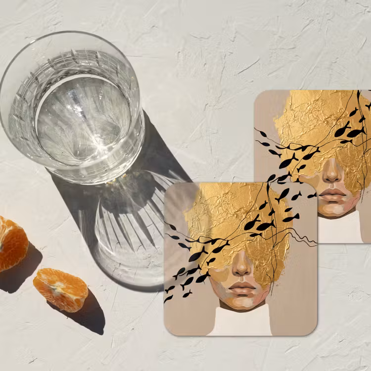 Modern - Vrouw - Goud onderzetter kurk middel -sfeer4