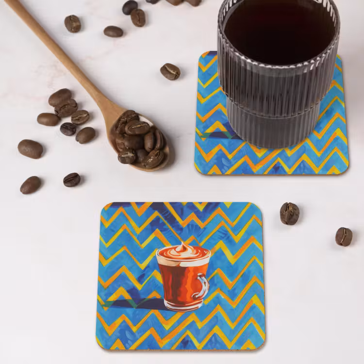 Mok - Koffie - Zigzag - Slagroom onderzetter kurk middel -sfeer2