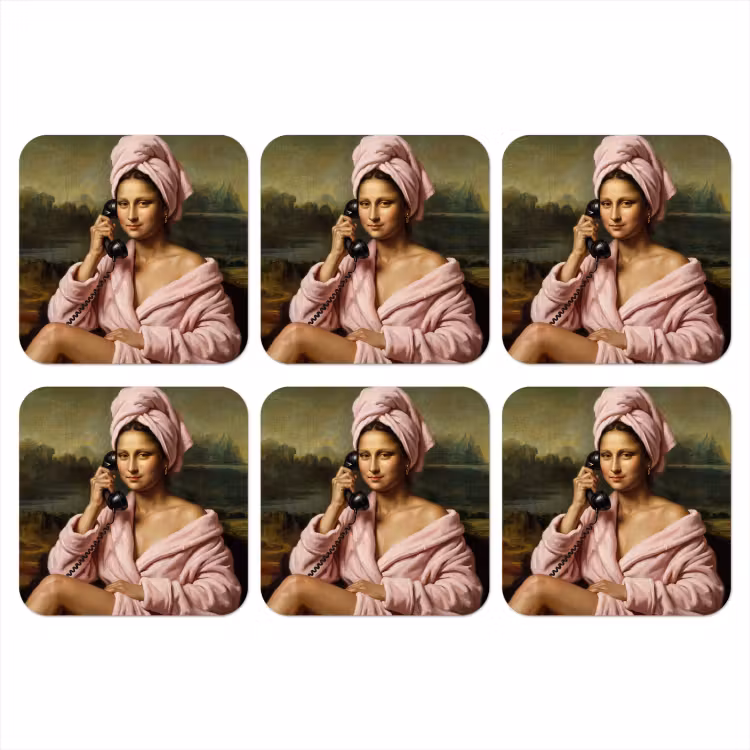Mona - Klassiek - Roze onderzetter kurk middel -3d