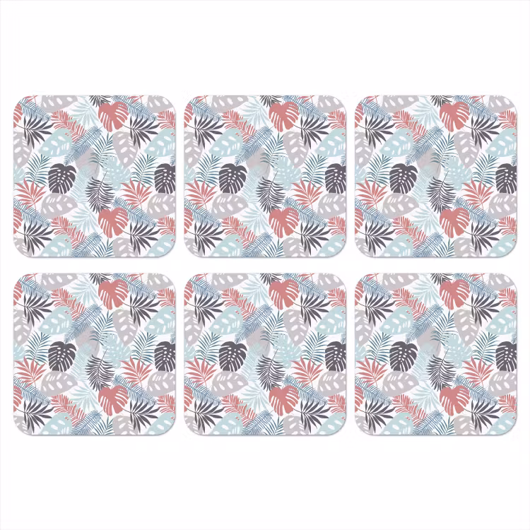 Monstera - Pastel - Bladeren - Tropical onderzetter kurk middel -3d