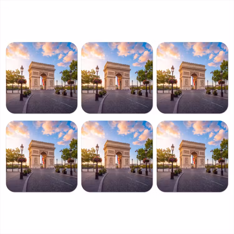 Monument - Parijs - Zonsondergang - Architectuur - Goud onderzetter kurk middel -3d