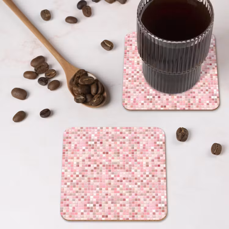 Mozaïek - Patroon - Roze onderzetter kurk middel 366 -sfeer2