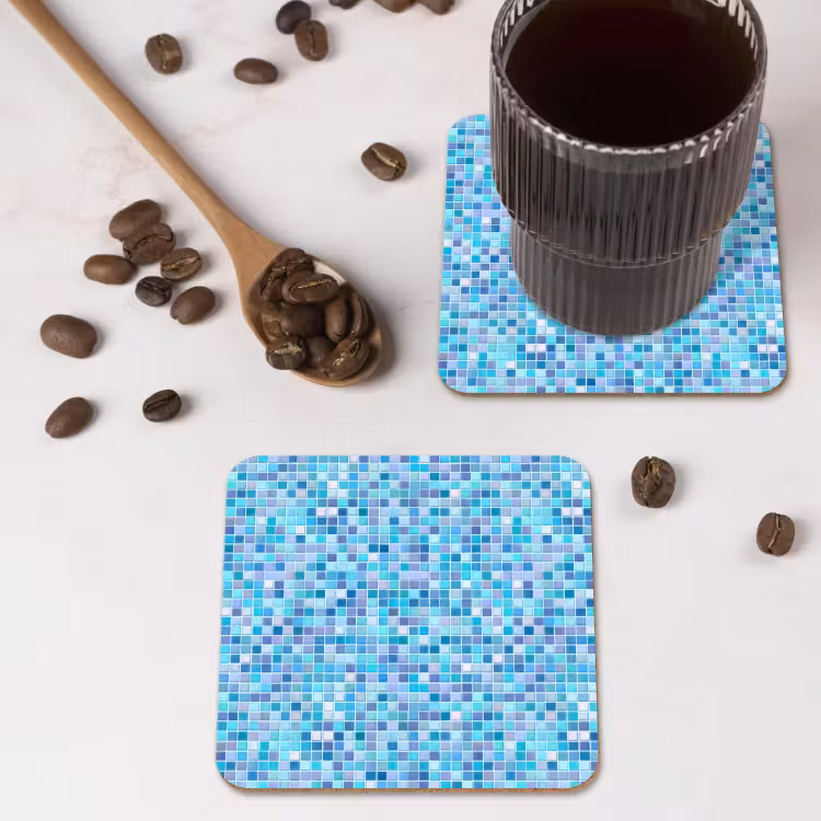 Mozaïek - Patroon - Turquoise onderzetter kurk middel 366 -sfeer2