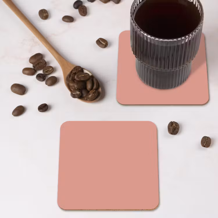 Muted - Salmon - Koraal onderzetter kurk middel 366 -sfeer2