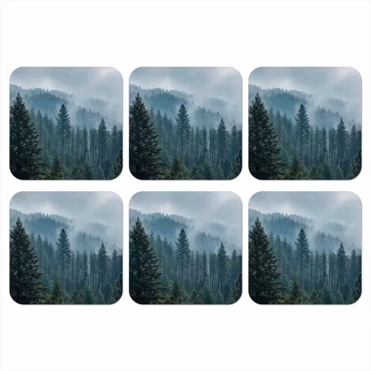 Naaldwoud - Bergen - Mist onderzetter kurk middel -3d