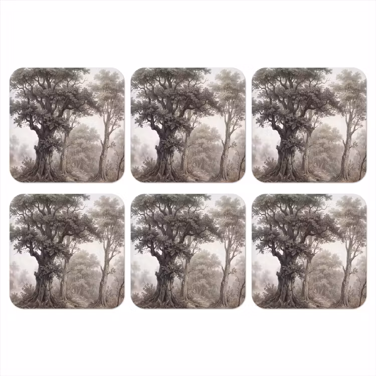 Natuur - Bos - Eik onderzetter kurk middel -3d
