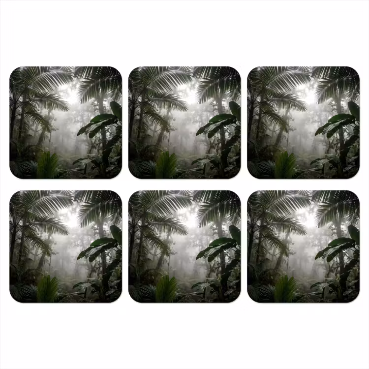 Natuur - Jungle - Mist - Groen - Bladeren onderzetter kurk middel -3d