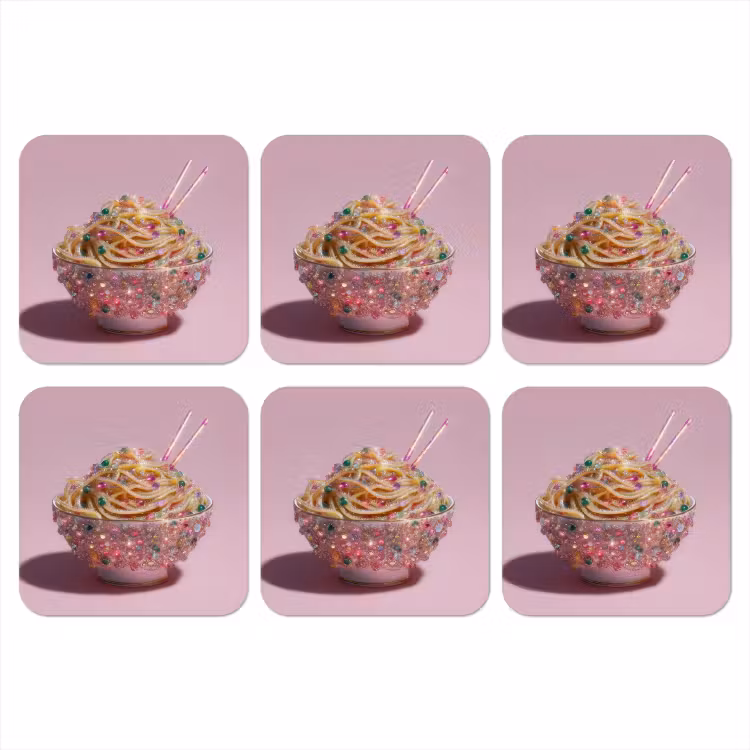 Noodles - Edelstenen - Stokjes - Roze onderzetter kurk middel -3d
