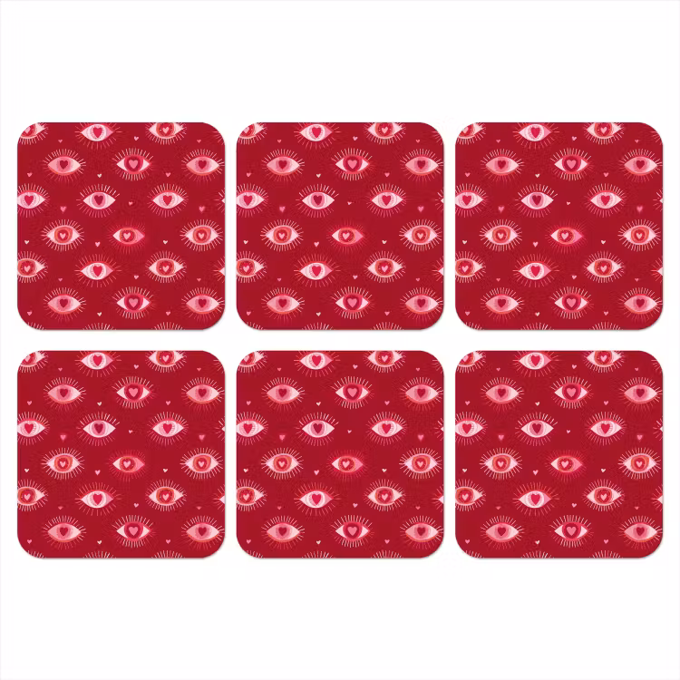Ogen - Patroon - Roze - Donkerrood onderzetter kurk middel 366 -3d