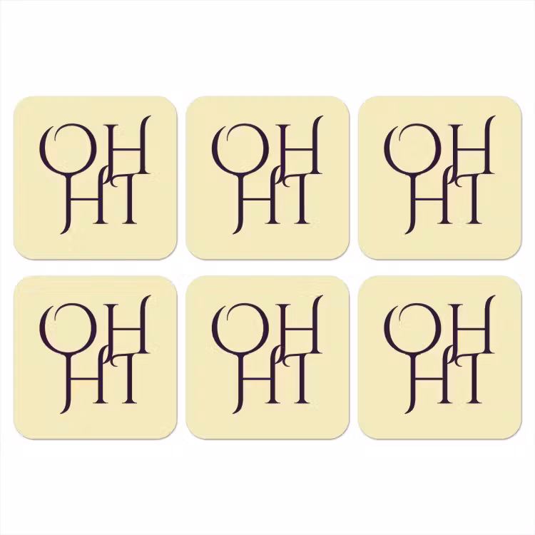 Oh hi - Geel - Monogram onderzetter kurk middel -3d